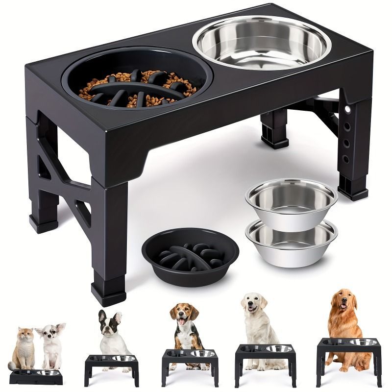 adjustable elevated pet feeder – stainless steel pet bowl image 3