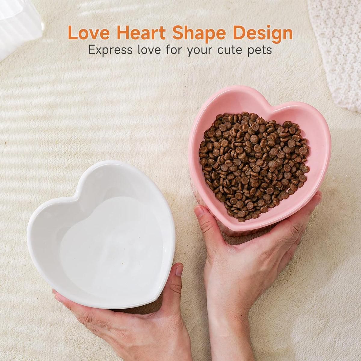 Love Shape Slanted Cat Bowl Ceramic Pet Bowl for Cats Food Water Feeding Dish - Black image 8