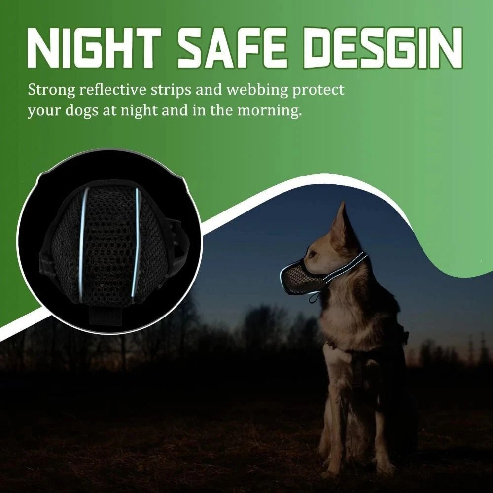 Breathable Mesh Dog Muzzle for Long-Snout Breeds with Reflective Adjustable Straps image 9