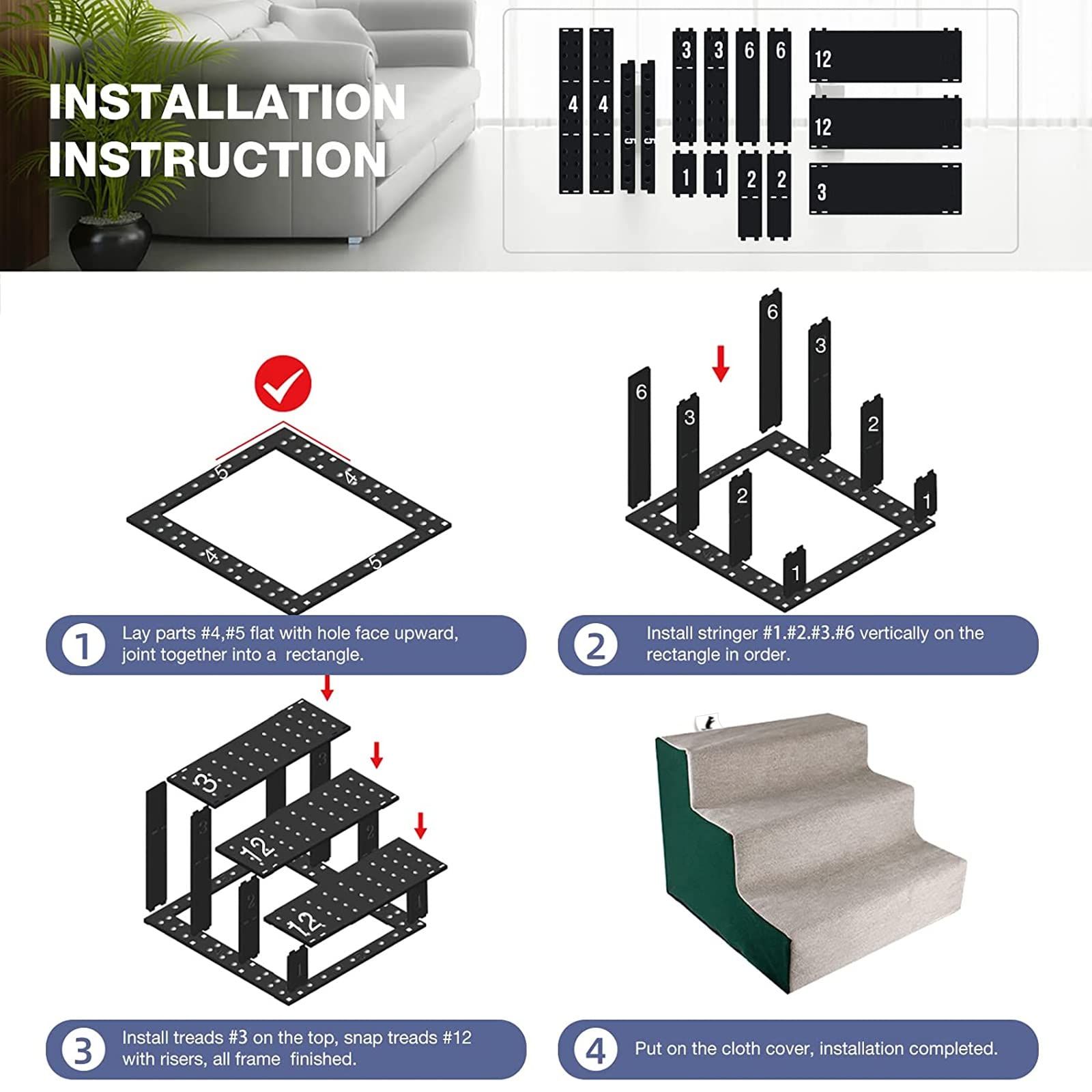 Enjoying Dog Stairs for High Bed and Couch Pet Steps for Small Dogs Short…, Green/Grey image 5