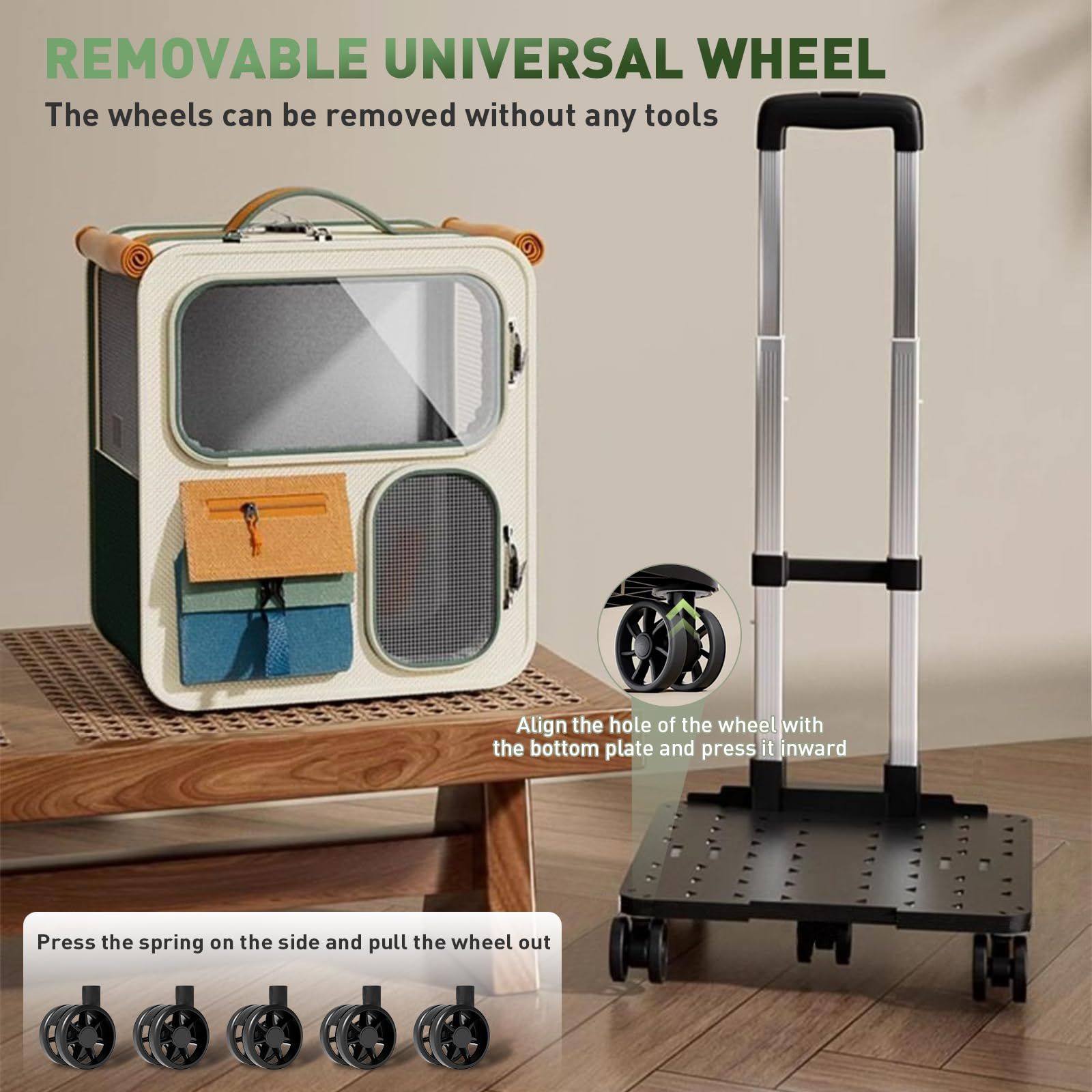 Cat Carrier with Wheels, Brown image 6