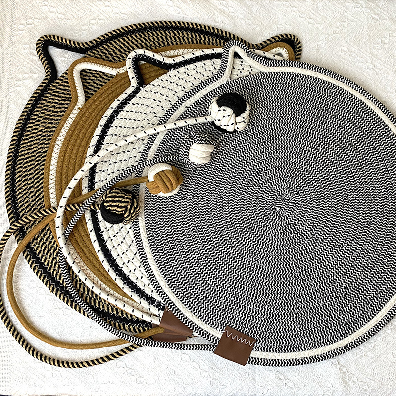 3 Pcs Yellow Durable Cat Scratching Mat with Attached Toy Ball - Washable and… image 2