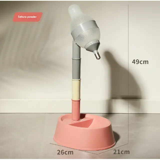 Pink Adjustable Height Pet Water Dispenser - Free Standing or Hanging - No More Bending!