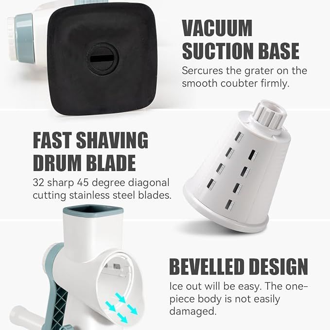 Rotary Ice Shaver Manual White - Stainless Steel Blade image 2