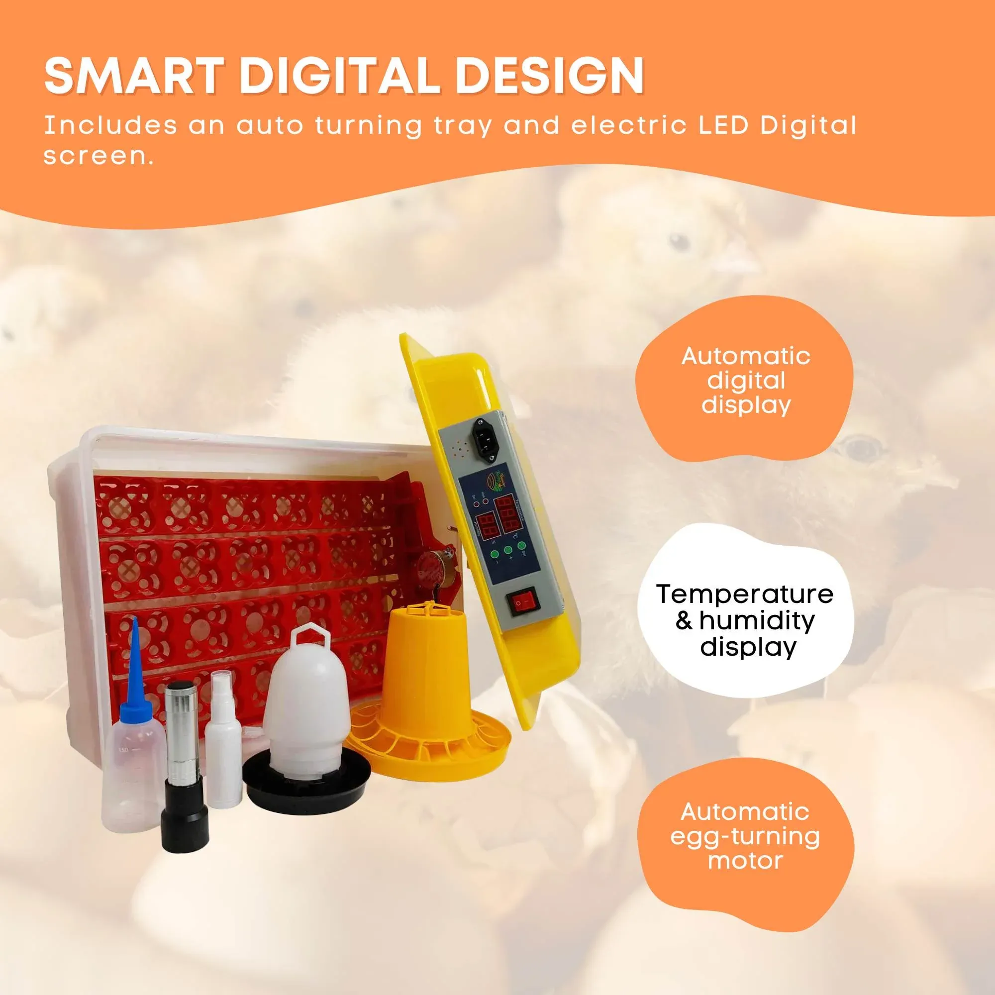 Rooster Farms Electric 24 Egg Incubator + Accessories for Chicken Quail Duck image 3