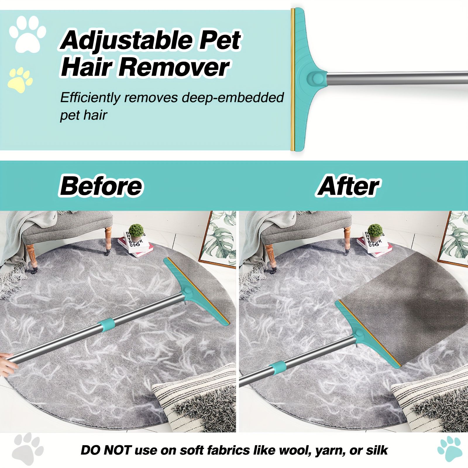 Blue Yellow pet hair remover broom image 13