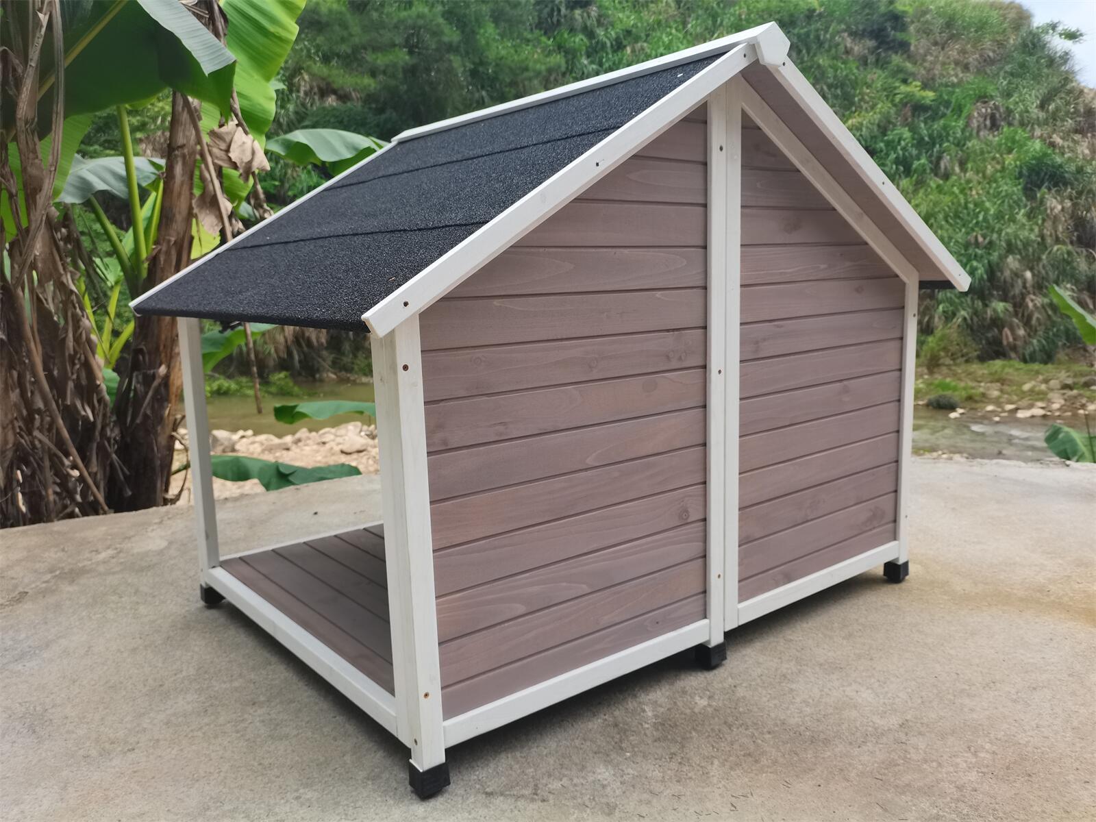 YES4PETS L Timber Pet Dog Kennel House Puppy Wooden Timber Cabin 130x105x100cm Grey image 3