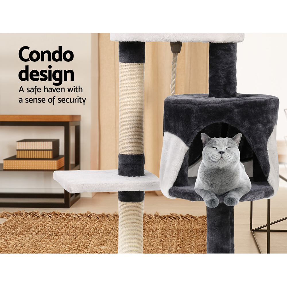 i.Pet Cat Tree 112cm Tower Scratching Post Scratcher Wood Condo House Furniture image 7