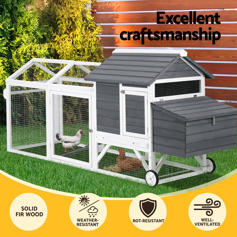 i.Pet Chicken Coop Rabbit Hutch Extra Large Wooden Run Bunny Cage House Outdoor image 4