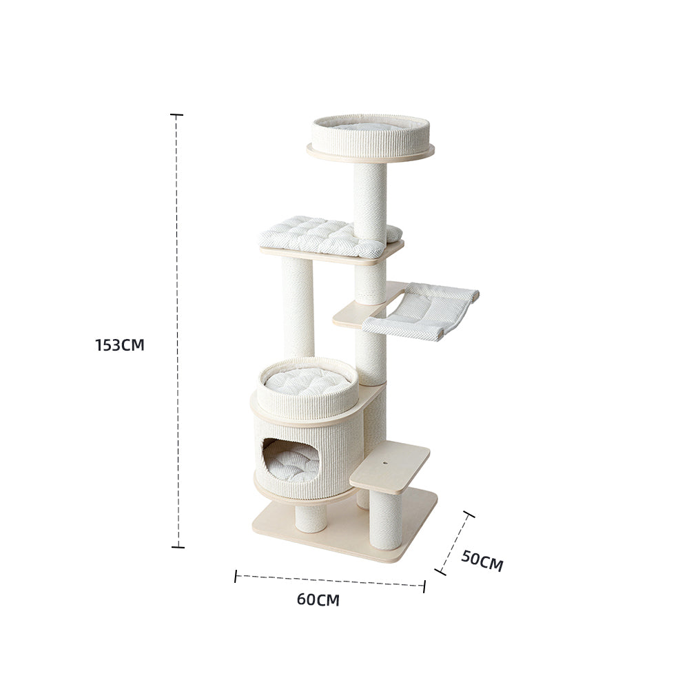 HONEYPOTCAT PURRING Multi-Tier Plush & Sisal Deluxe Cat Tree - 153cm image 2
