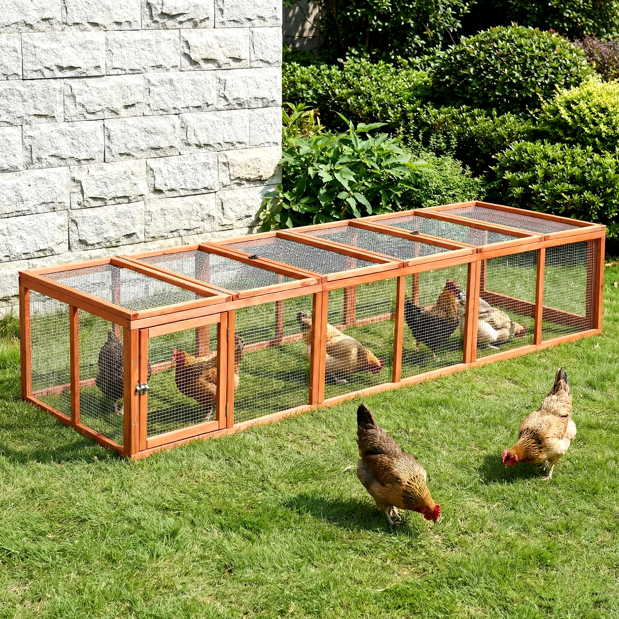 i.Pet Chicken Coop Wooden Pet Run Rabbit Hutch Large Outdoor Cage with Play Area Brown image 8
