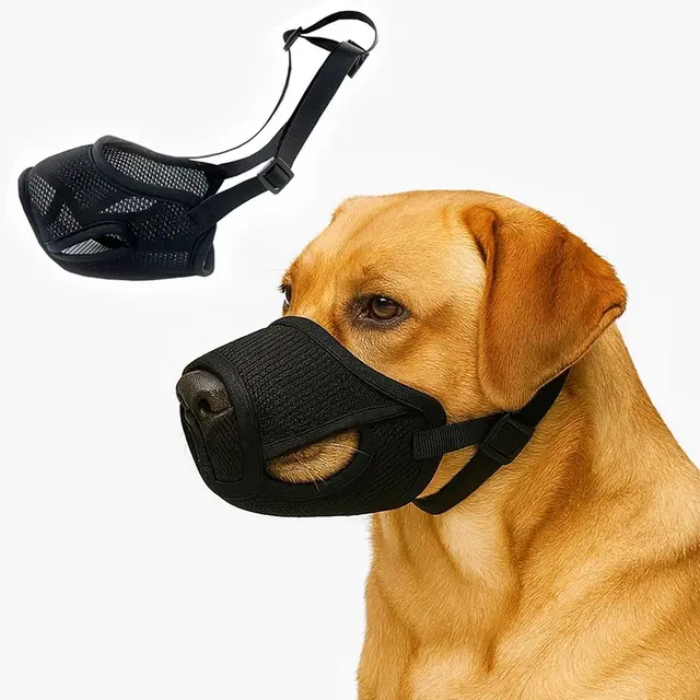 Dog Muzzle – Mesh Soft Muzzle for Small Medium Large Sized Dogs – Adjustable for No Bark