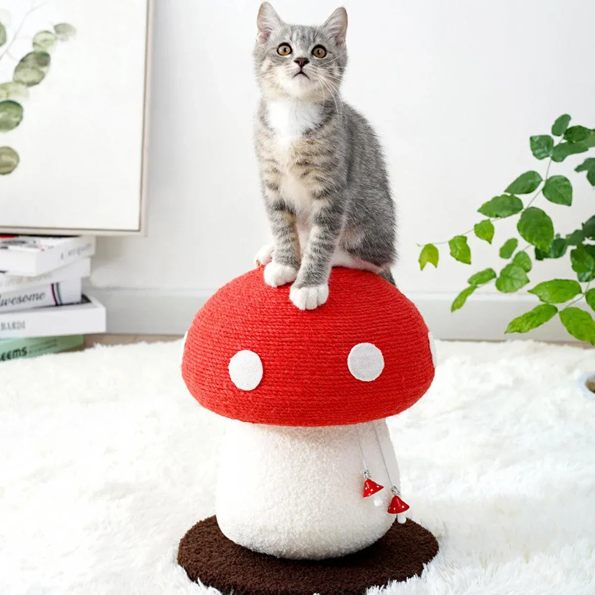 Red Mushroom Cat Climbing Frame Vertical Scratching Post Board Pet Furniture image 11