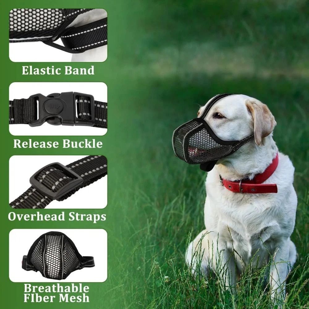 Breathable Mesh Dog Muzzle for Long-Snout Breeds with Reflective Adjustable Straps image 8