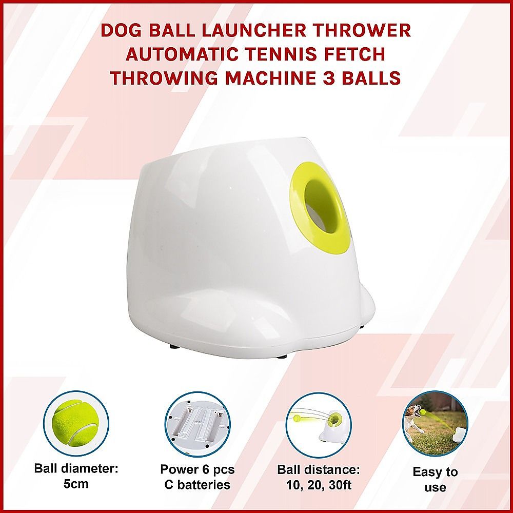 Dog Ball Launcher Thrower Automatic Tennis Fetch Throwing Machine 3 Balls image 2