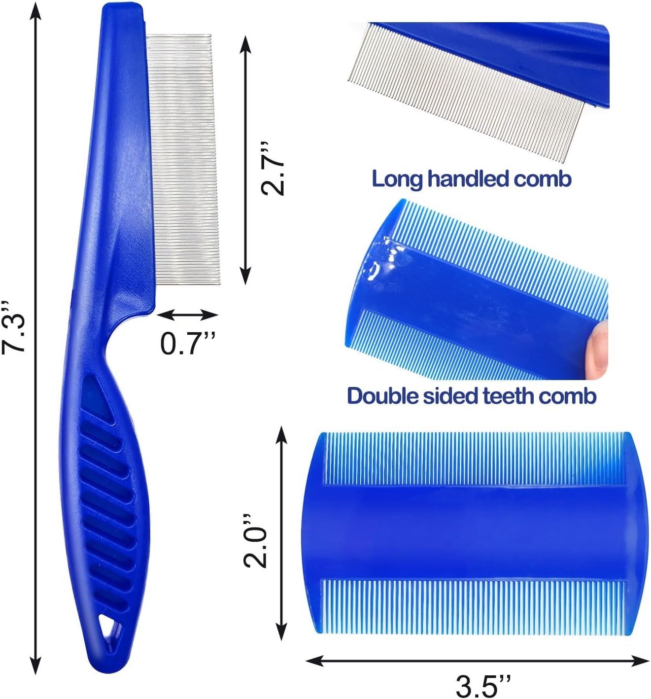 4 Pcs Flea Combs for Dogs and Cats, Blue image 5