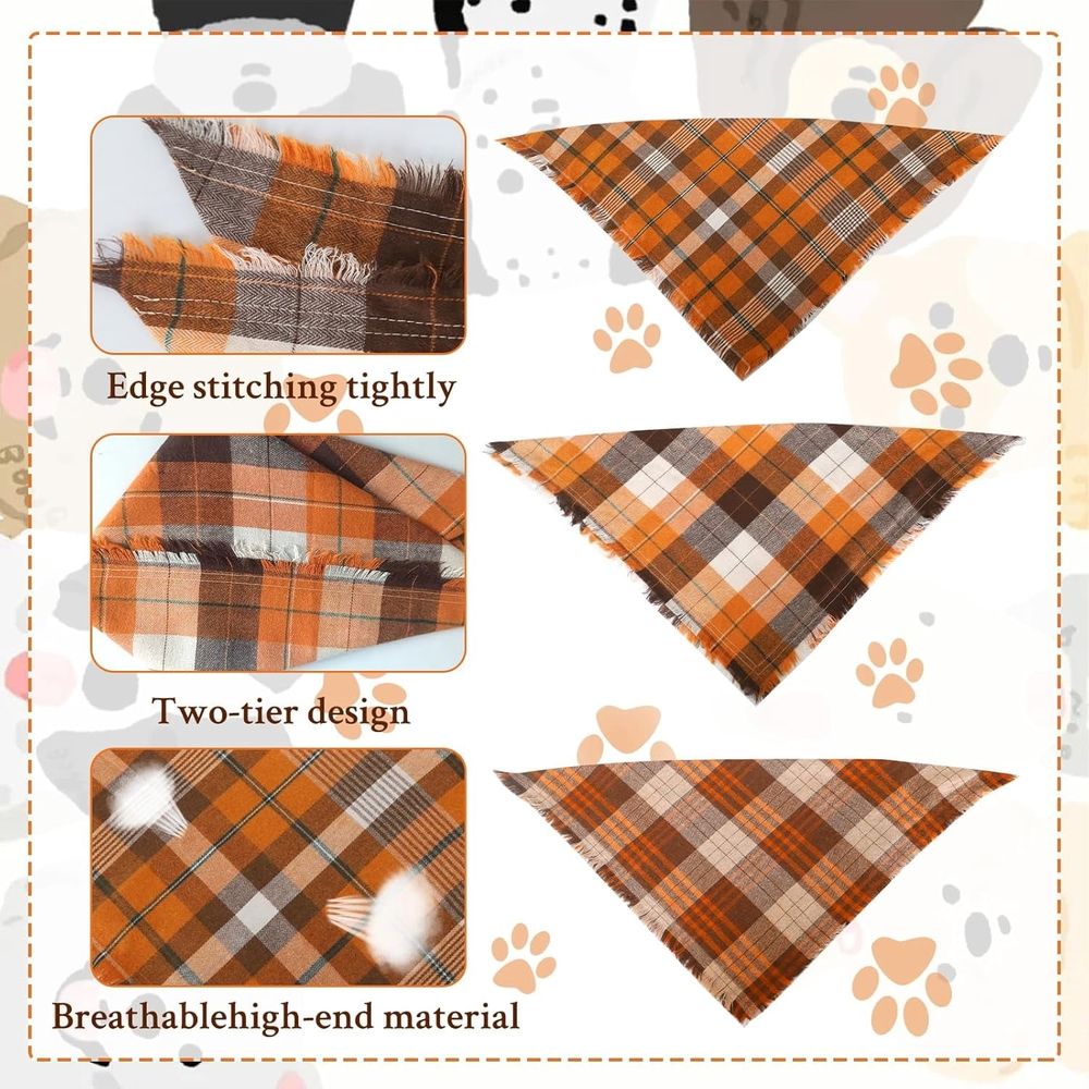Costumes 5 Pack Thanksgiving Christmas Dog Bandanas with Tassels Edges Classic Plaid… image 3