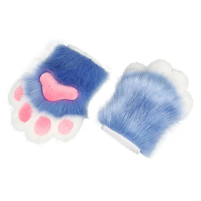 Plush Furry Cat Claw Glove Faux Fur Animal Claw Glove with Whistle for Cosplay Costume…
