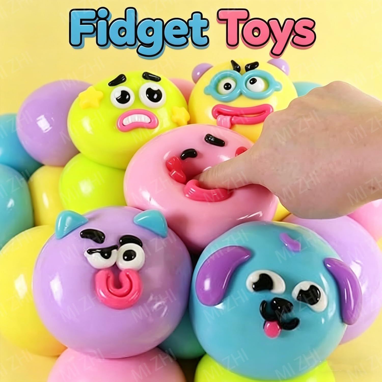 Dog Face Stress Ball Slow Rising Sensory Toy for Anxiety Relief Yellow image 6