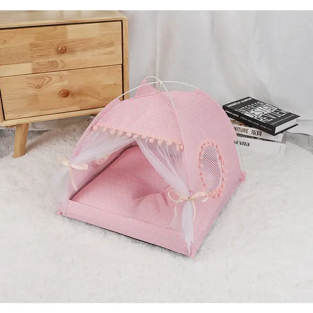 Pink Floral Portable Folding Pet Tent - Summer Cat & Dog Shelter with…, 40 × 40 × 35CM