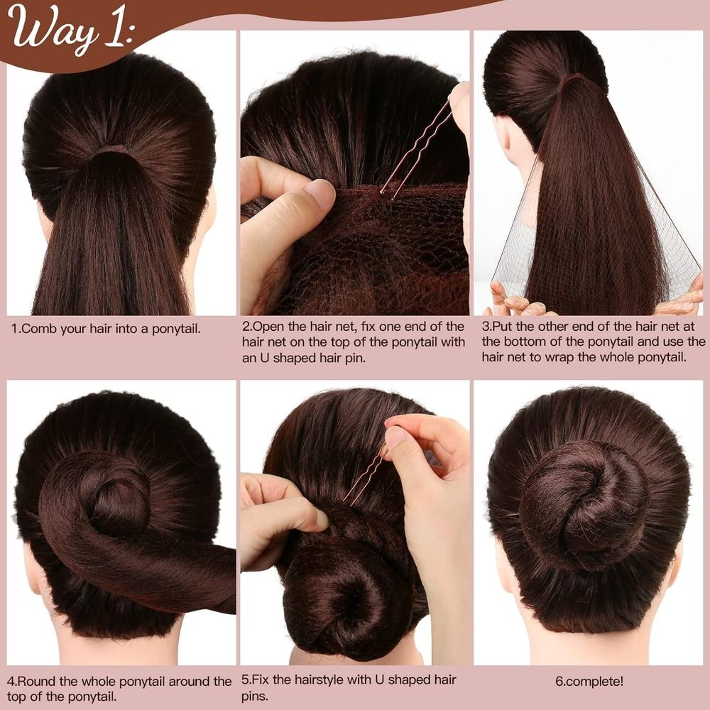 Hair Accessories Set –50PCS Invisible Mesh Hair Nets & 50PCS U Shaped Hair Pins for… image 2