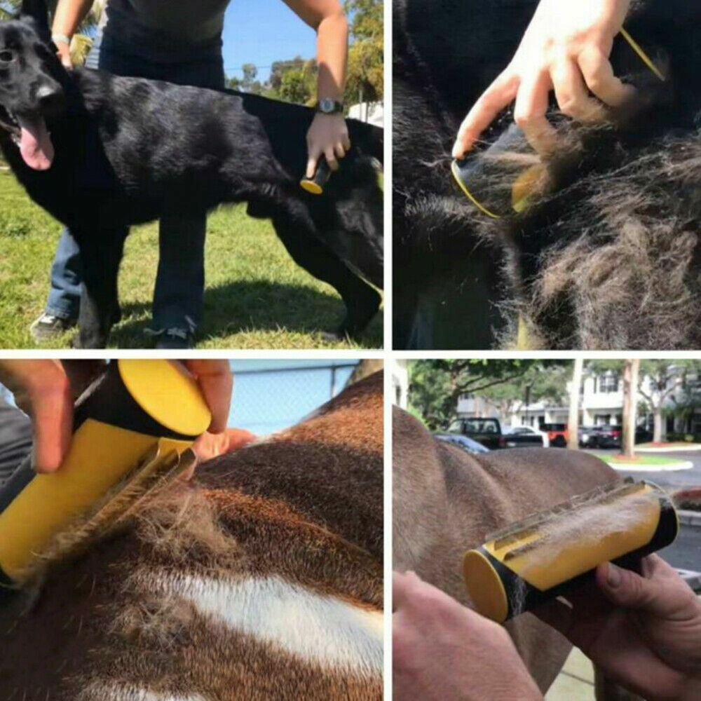 Pet Dog Cat Hair Fur Deshedding Shedding Trimmer Grooming Roll Comb Brush yellow image 6
