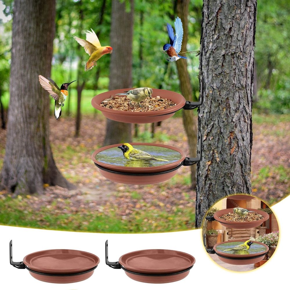 Fence Bird Feeders Tray 2pcs Tree Mounted Wild Bird Bath image 2