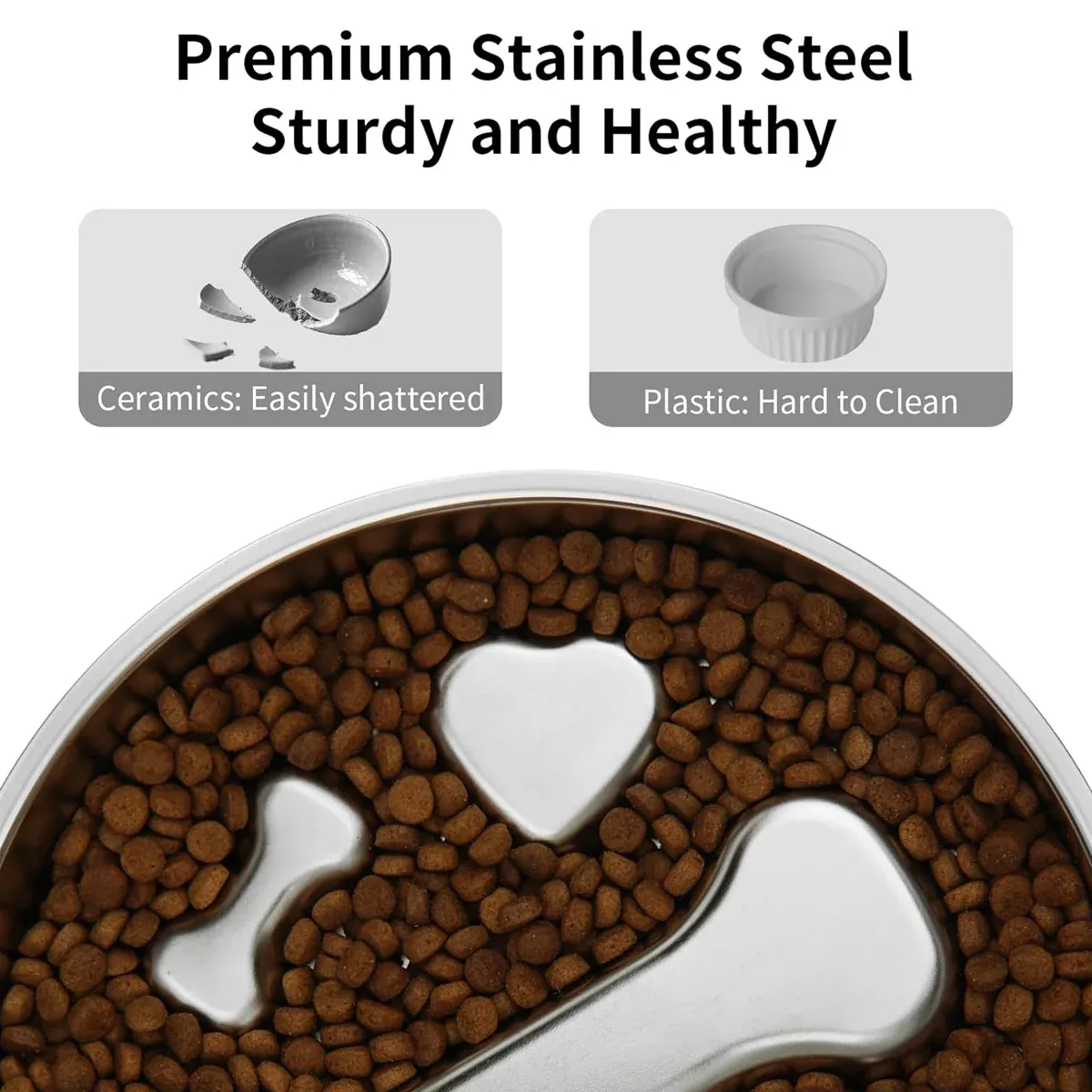 Large Capacity Stainless Steel Pet Slow Feeder Bowl Non-Slip Anti-Spill Durable image 4