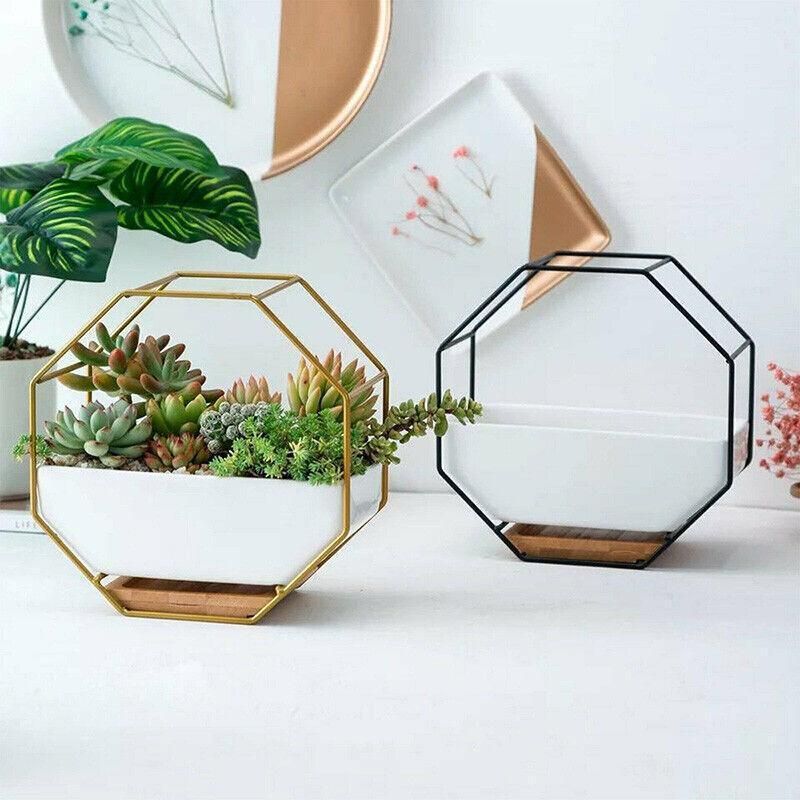 Wall Hanging Succulent Planter Pot Indoor Outdoor Flower Plant Vase Garden Decor - Gold image 4