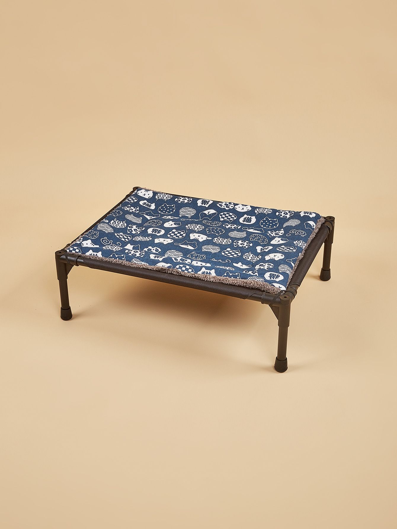Elevated Pet Cot with Detachable Canopy and Plush Mat, Yellow image 4
