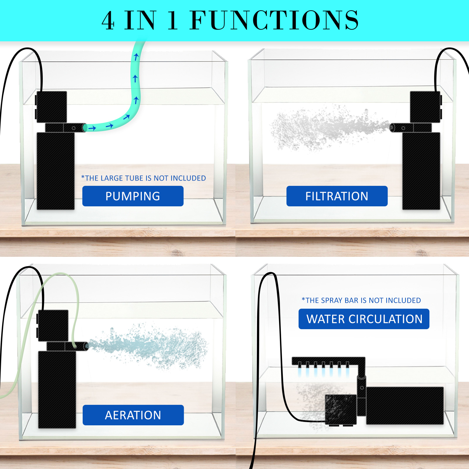 Aquarium Submersible Filter Pond Pump 1200L/H 22W 1.6m image 3