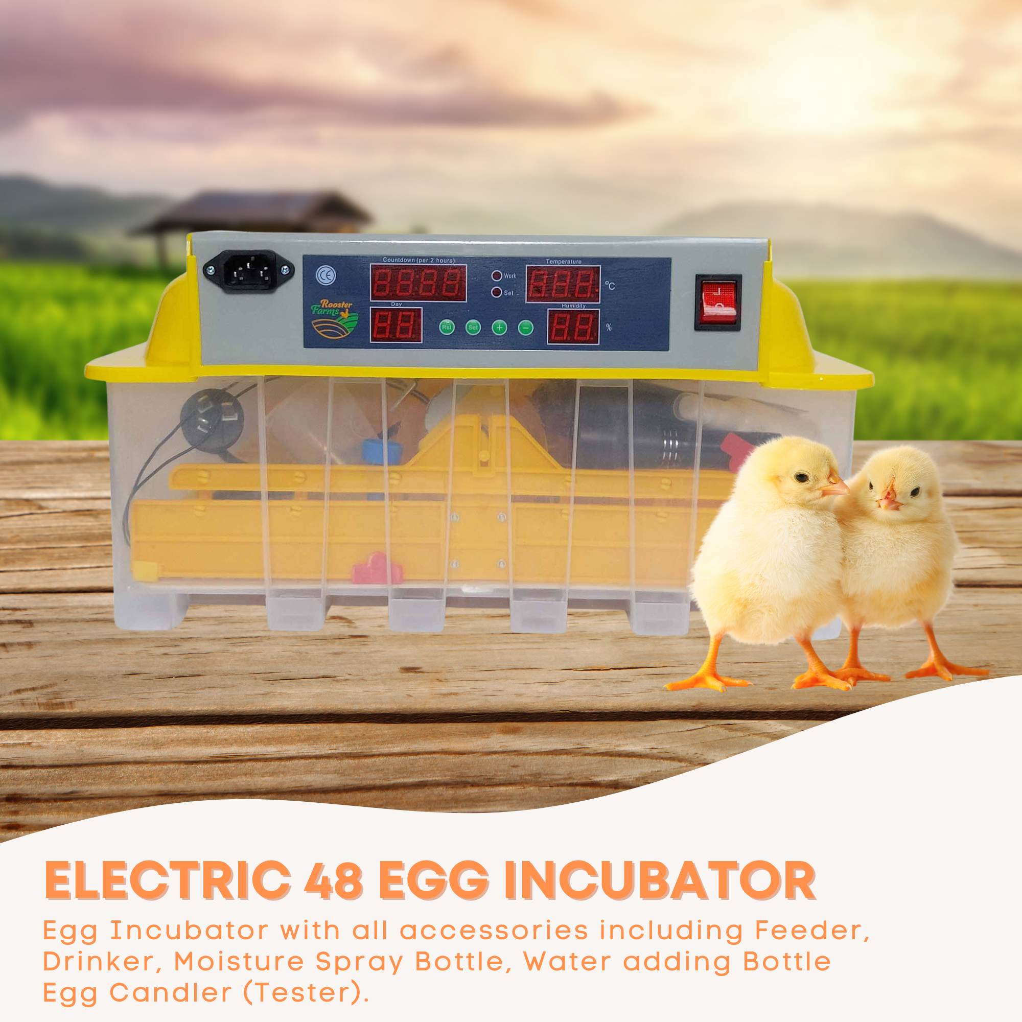 Rooster Farms Electric 48 Egg Incubator + Accessories for Chicken Quail Duck image 2