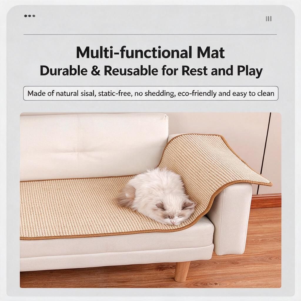 Stick-On Wall Scratching Rug for Cats 60x90cm Sisal Fibre Claw Trim Panel…, 60 × 90cm image 4