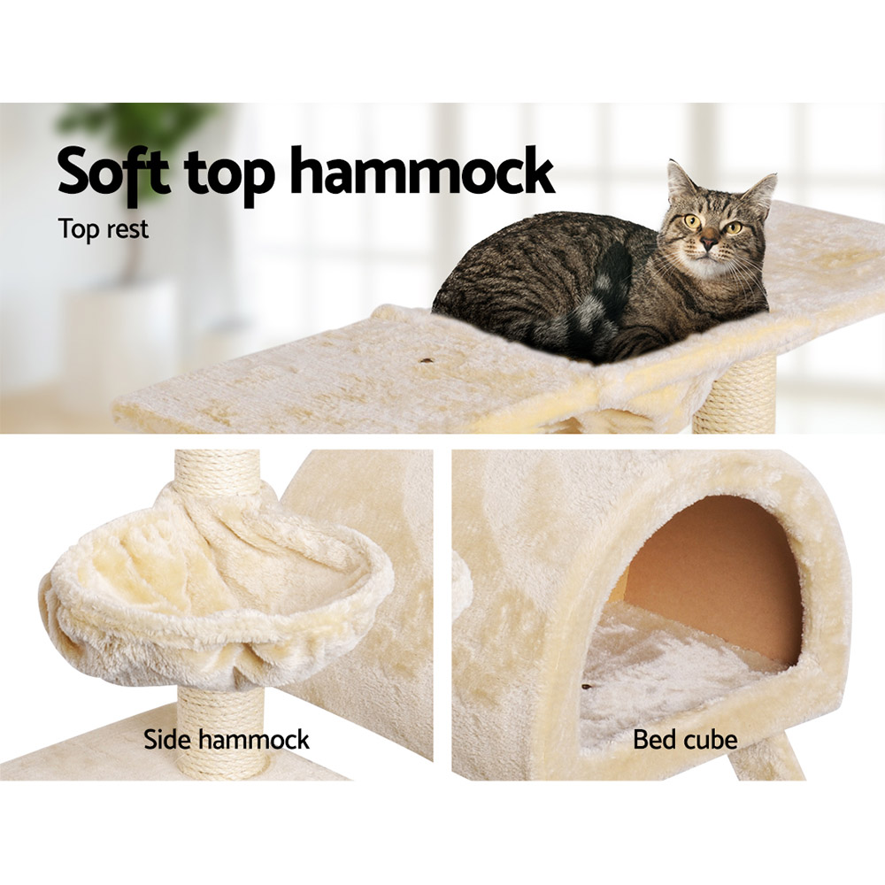 i.Pet Cat Tree 100cm Tower Scratching Post Scratcher Condo House Trees Bed Beige image 7