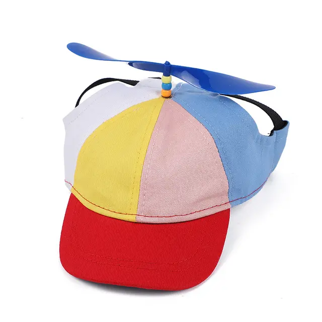 L Red Pet Baseball Cap with Spinning Propeller - Colorful Fun Design - See Details…