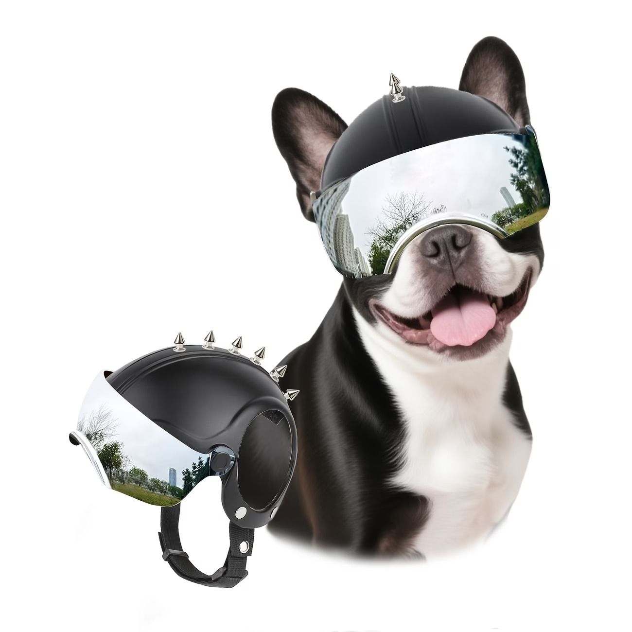 New Pet Goggles Helmet Glasses 2-in-1 Motorcycle Cap Punk ABS UV Protection Breathable… image 12