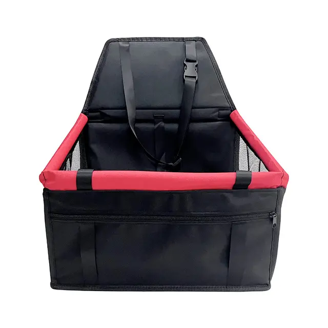 Black and Red Portable Pet Car Seat for Dogs and Cats - Adjustable Car Seat Cover