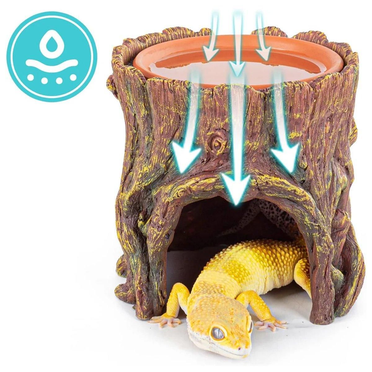Tree Stump Reptile Cave Lizard Hide Terrarium Cave Home Decor Moisture Keeping image 7