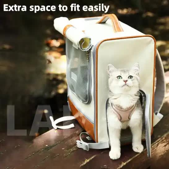 Grey Large Capacity Breathable Foldable Pet Trolley – Travel Cat Carrier with Wheels… image 3