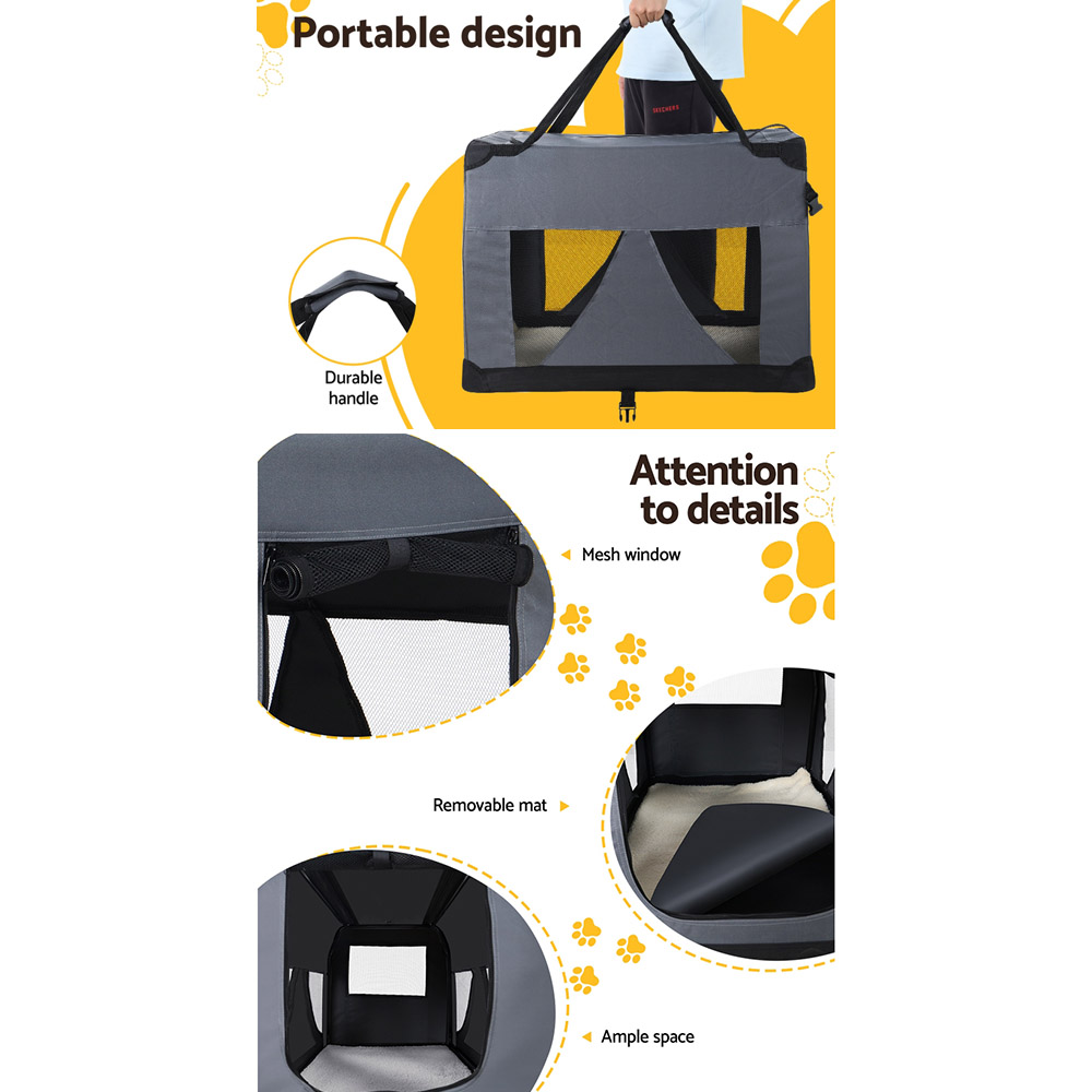i.Pet Pet Carrier Soft Crate Dog Cat Travel 82x58CM Portable Foldable Car XL image 6