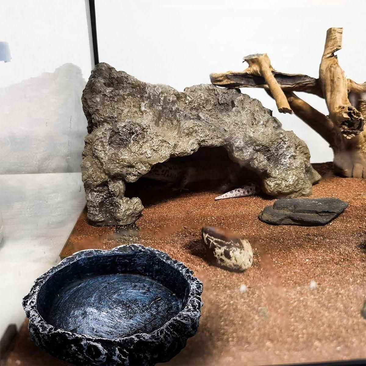 2 Pack Reptile Water Dish Food Bowl Rock Worm Feeder for Leopard Gecko Lizard image 9