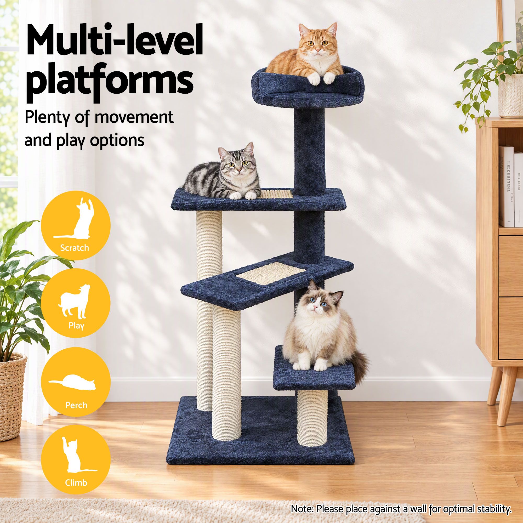 i.Pet Cat Tree 100cm Scratching Post Scratcher Tower Wood Condo House Trees Bed image 7