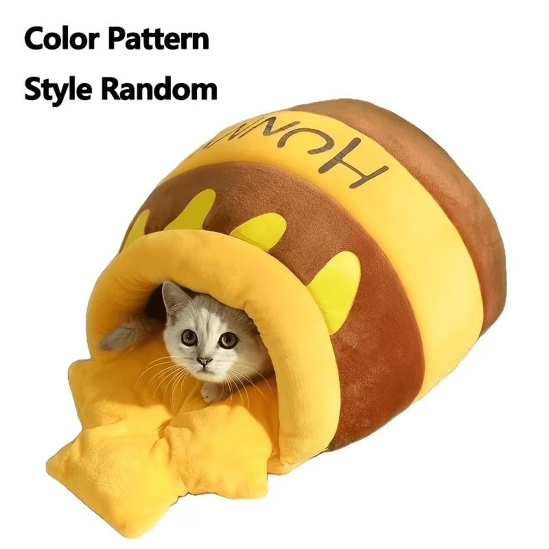 HUNNY Honey Pot Cat Bed Large 65×43×27cm, Enclosed & Washable Pet Cave(yellow） image 3