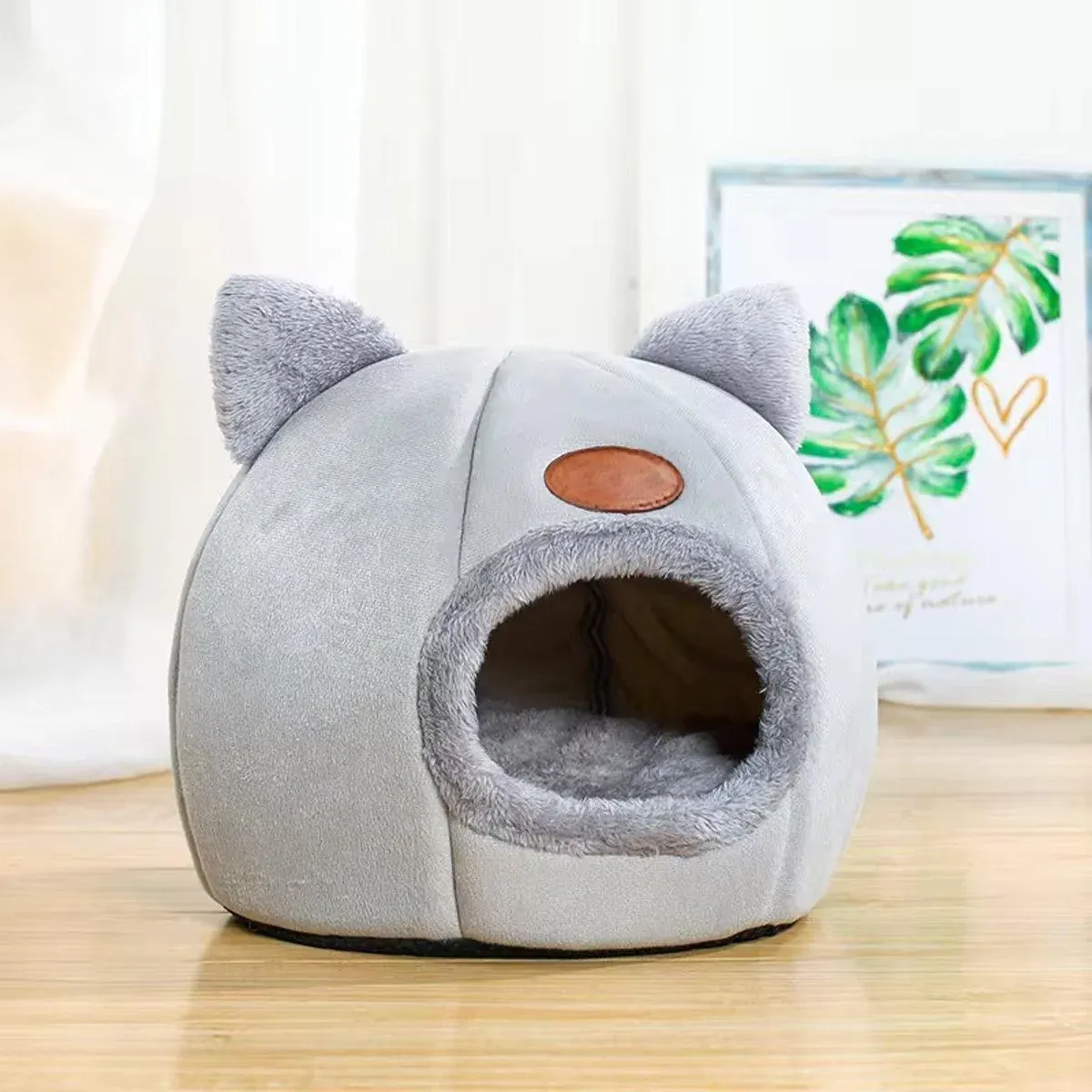 Cat Bed Winter Warm Enclosed Pet House Cozy Indoor Sleeping Nest for Cold Weather - XL image 10