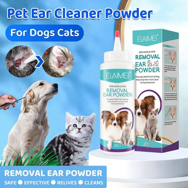 Pet Ear Cleaner Powder for Dogs Cats Grooming Odor Remover Fresh Ear Wash