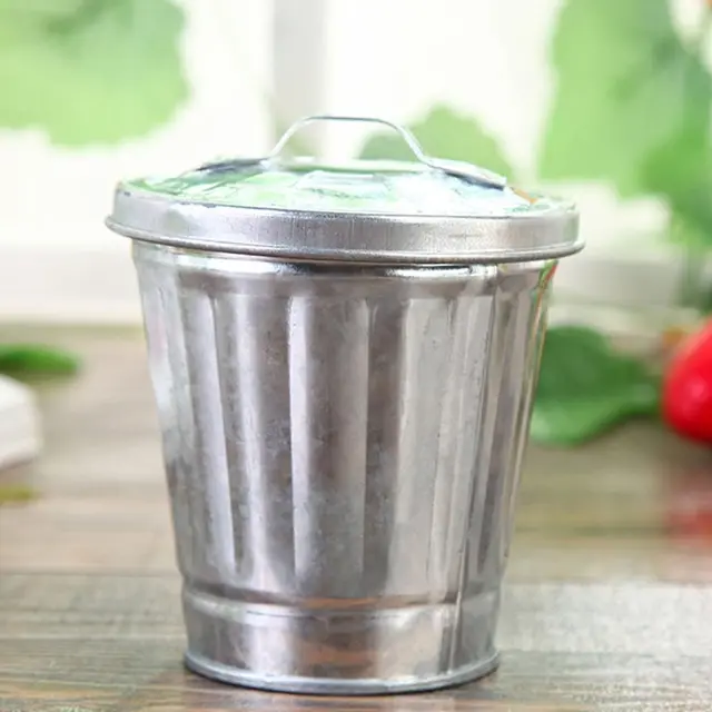 Set of 3 Galvanized Iron Garbage Containers with Lids