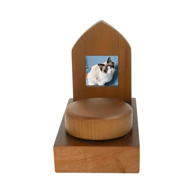 Pet Urn Nostalgia Passing Away Dog Cat Cabin Urn with Photo Frame Pet Coffin - Brown…