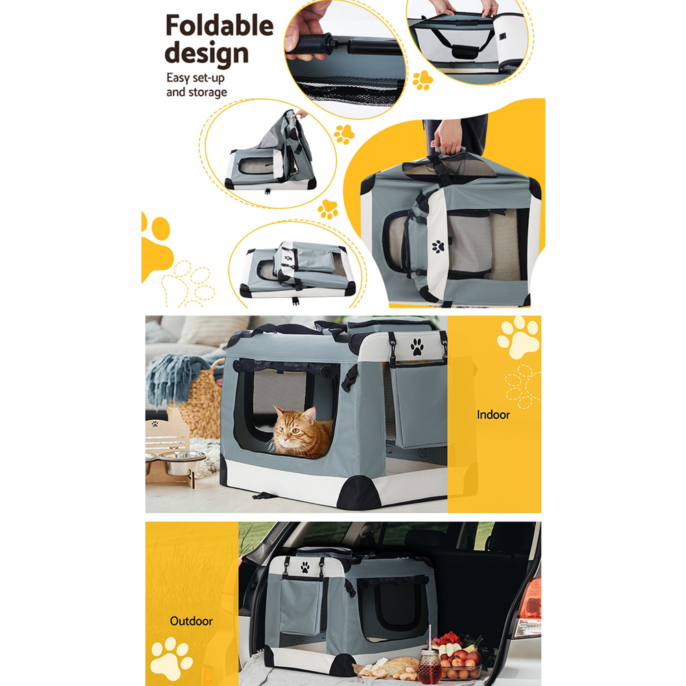 i.Pet Pet Carrier Soft Crate Dog Cat Travel 90x61CM Portable Foldable Car 2XL image 7