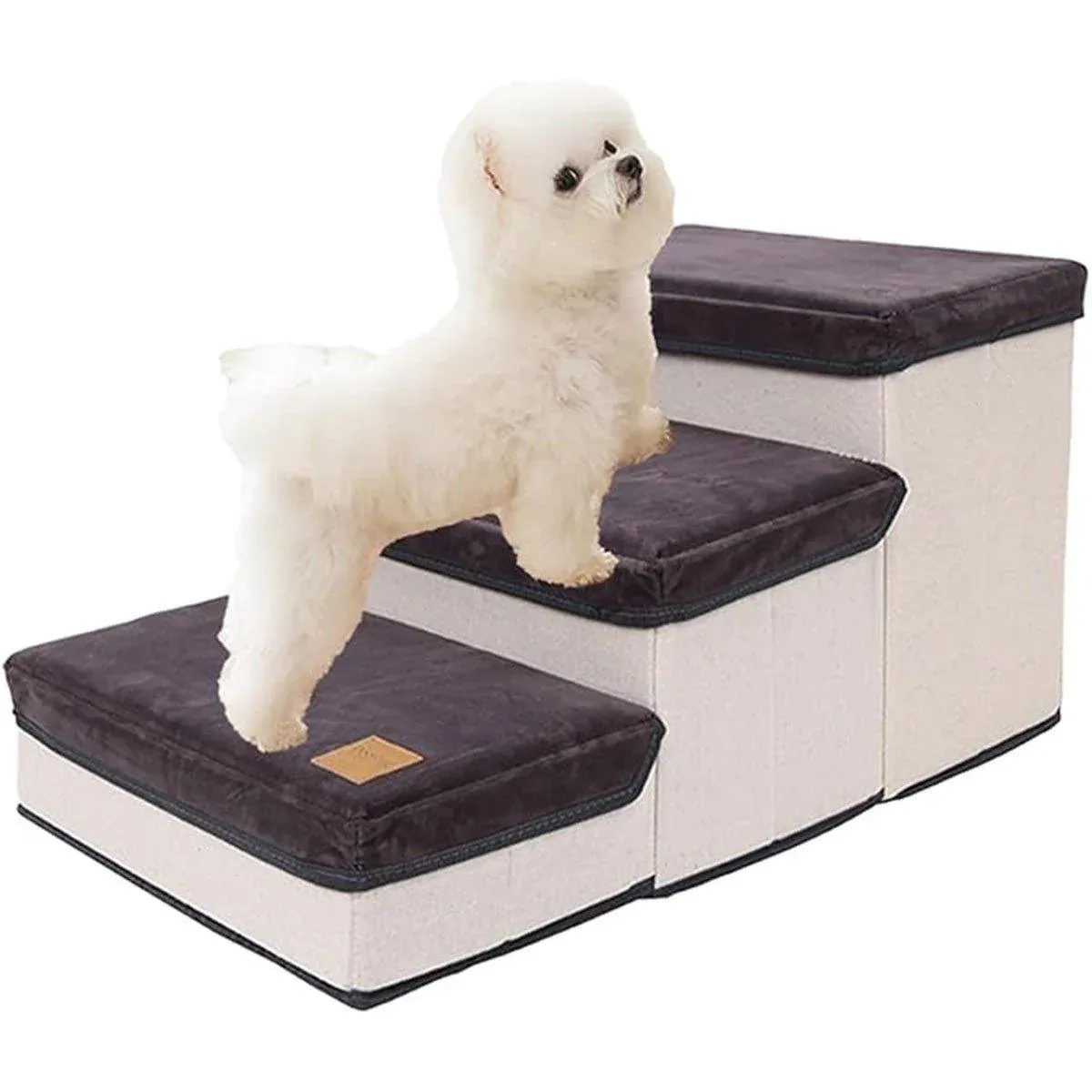 Foldable Pet Dog Stairs Puppy Step Ladder for Bed Sofa Portable Climbing Ramp - Grey image 14