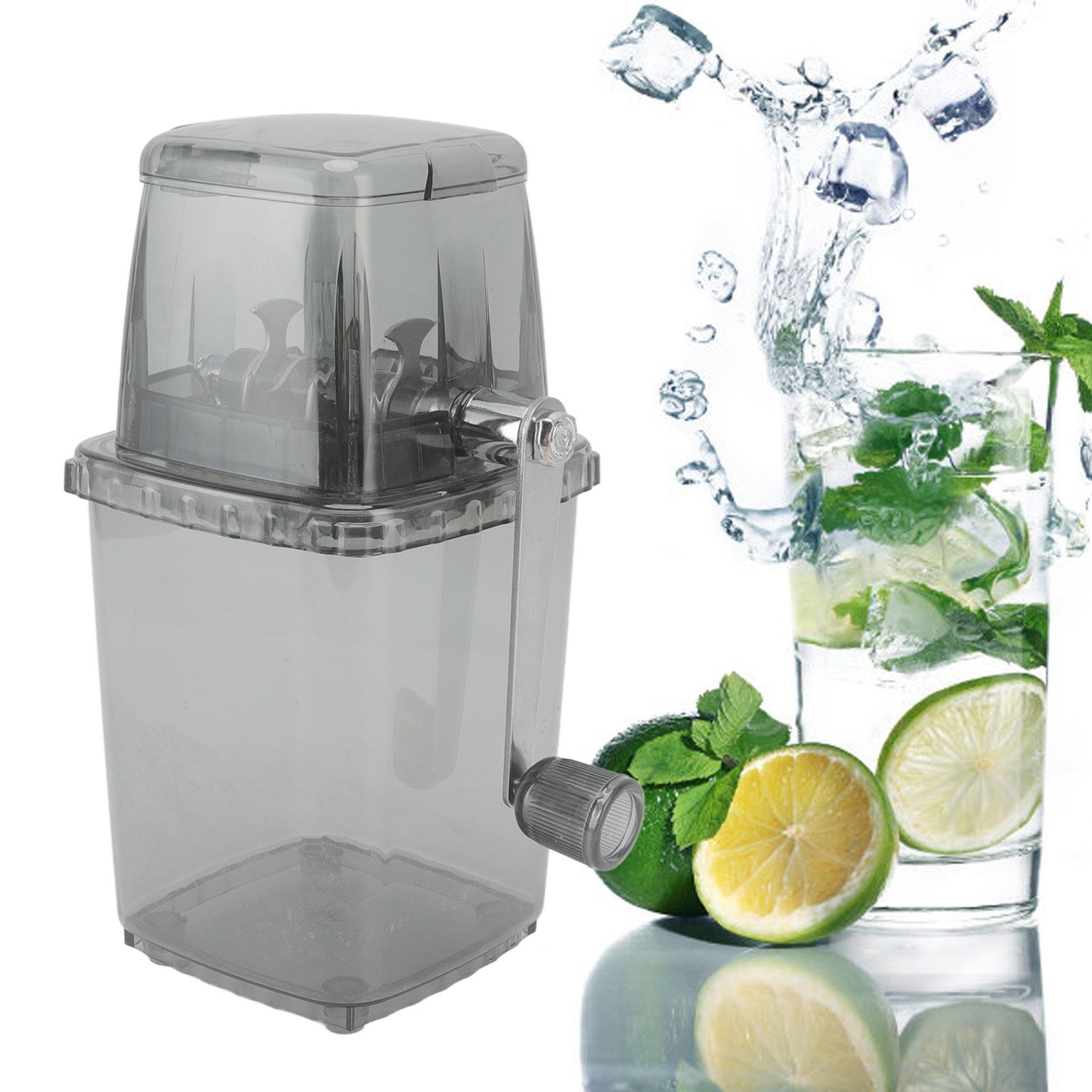 Manual Ice Crusher Small Portable Shaver Hand Operated Snow Cone Machine for Home Grey image 11